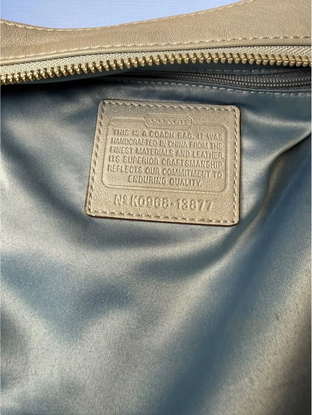 Coach Signature Hobo Bag Khaki Blue Y2K Shoulder Purse 13877